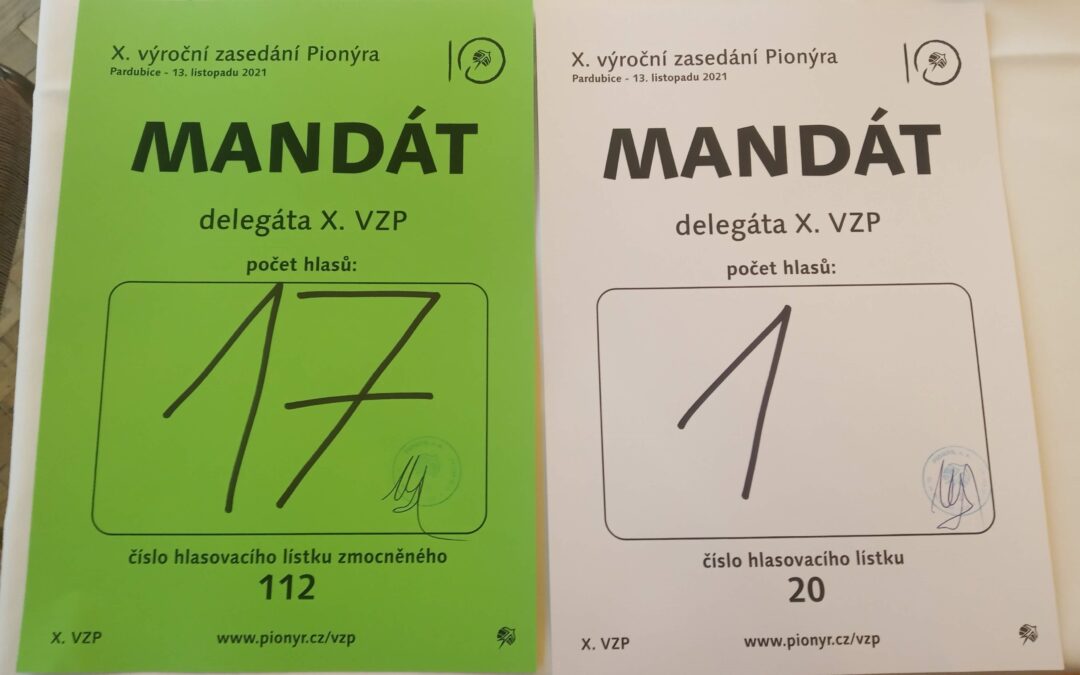 Dodání delegačního listu na XI. výroční zasedání Pionýra
